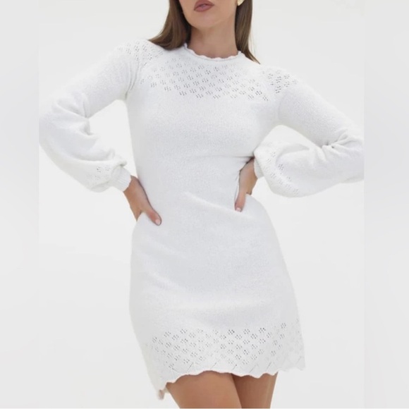 Rumored Dresses & Skirts - Elegant White Knit Dress